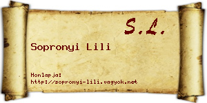 Sopronyi Lili névjegykártya